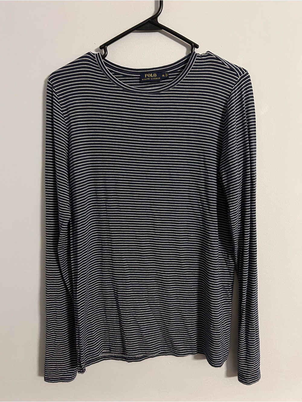 Polo Ralph Lauren navy white striped womens xl long sleeve lyocell shirt